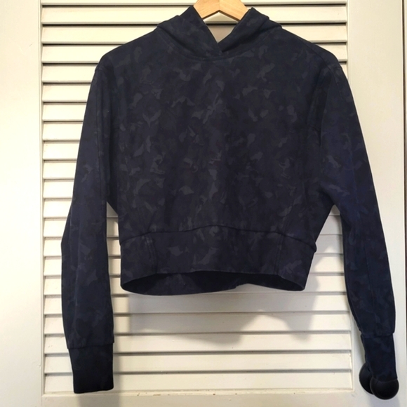 Athleta Farallon Oversized Cropped Hoodie Women's XXS Black Camo - Picture 1 of 8